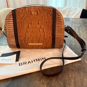 BRAHMIN ABBY Toasted Almond Bengal Shoulder Bag! NEW! Browns! Cards & bag!